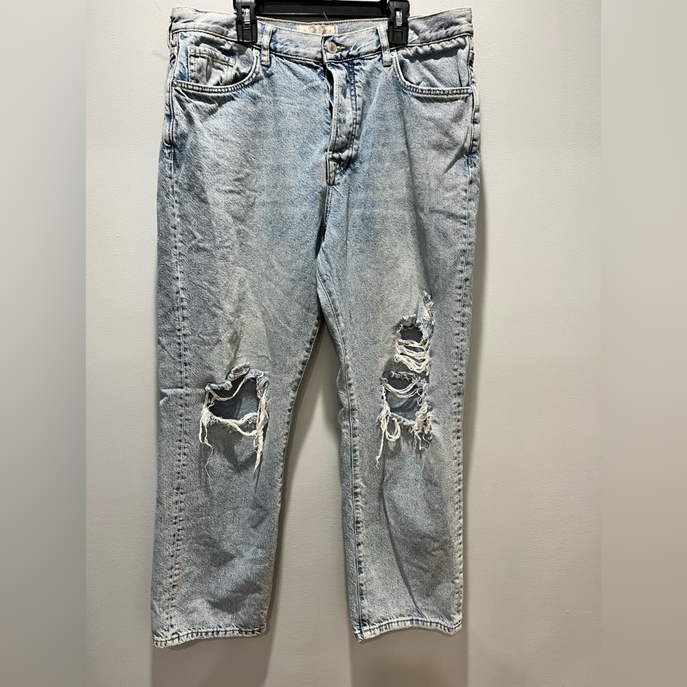 Women's We The Free My‎ Own Lane Distressed High Rise Acid Wash Jeans size 32
